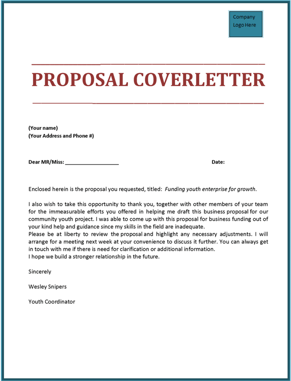 cover letter for job proposal