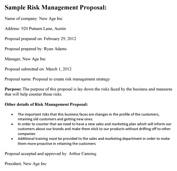 research proposal on risk management pdf