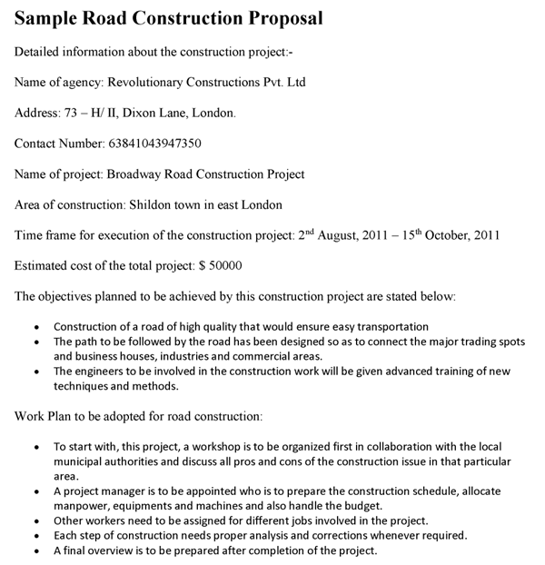 Road Construction Project Proposal